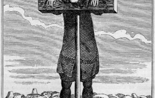 The pillory, with seventeenth-century perjurer Titus Oates under restraint